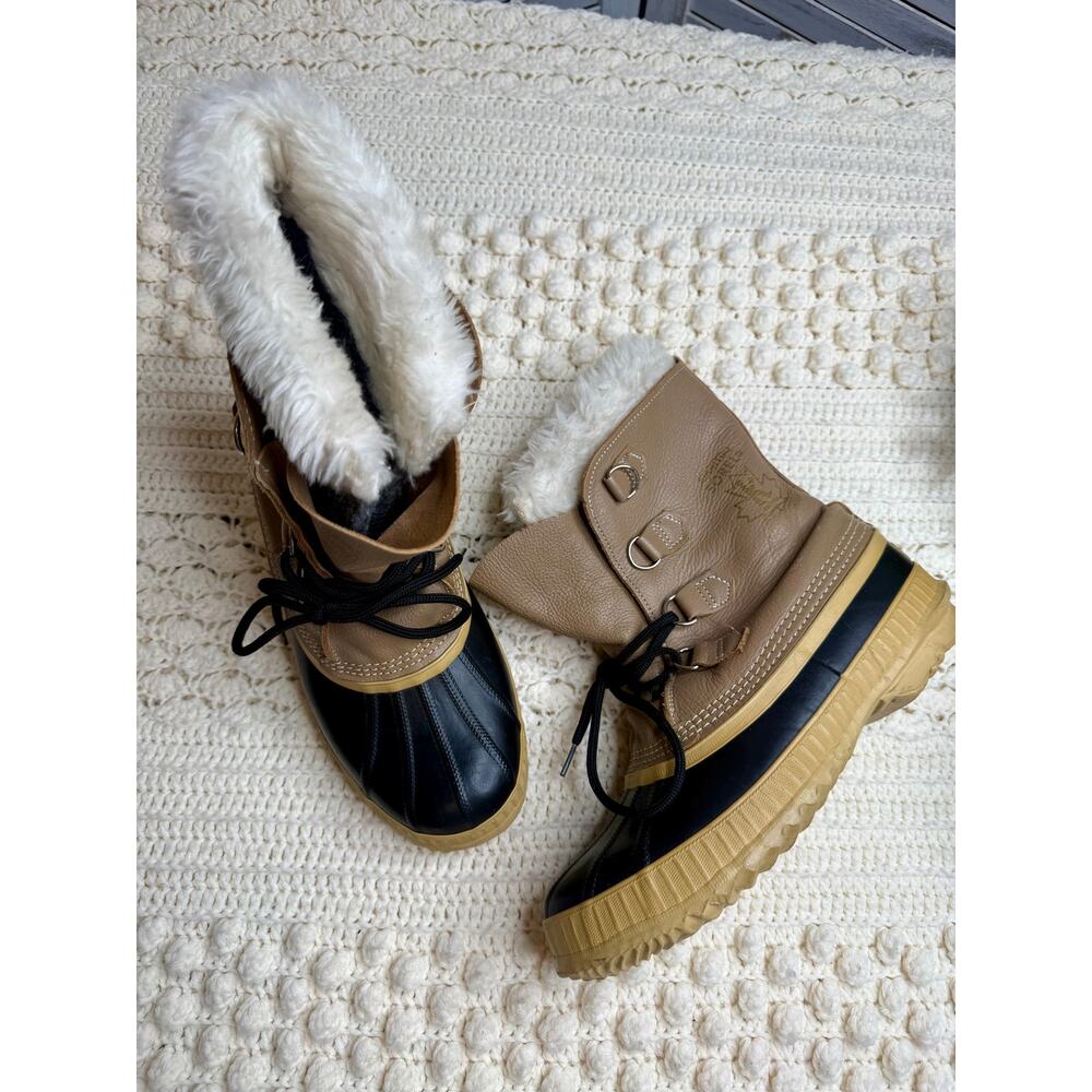 VINTAGE SOREL KAUFMAN MANITOU Men's 9 Winter Pac Snow Boots Tan Black - Picture 11 of 16